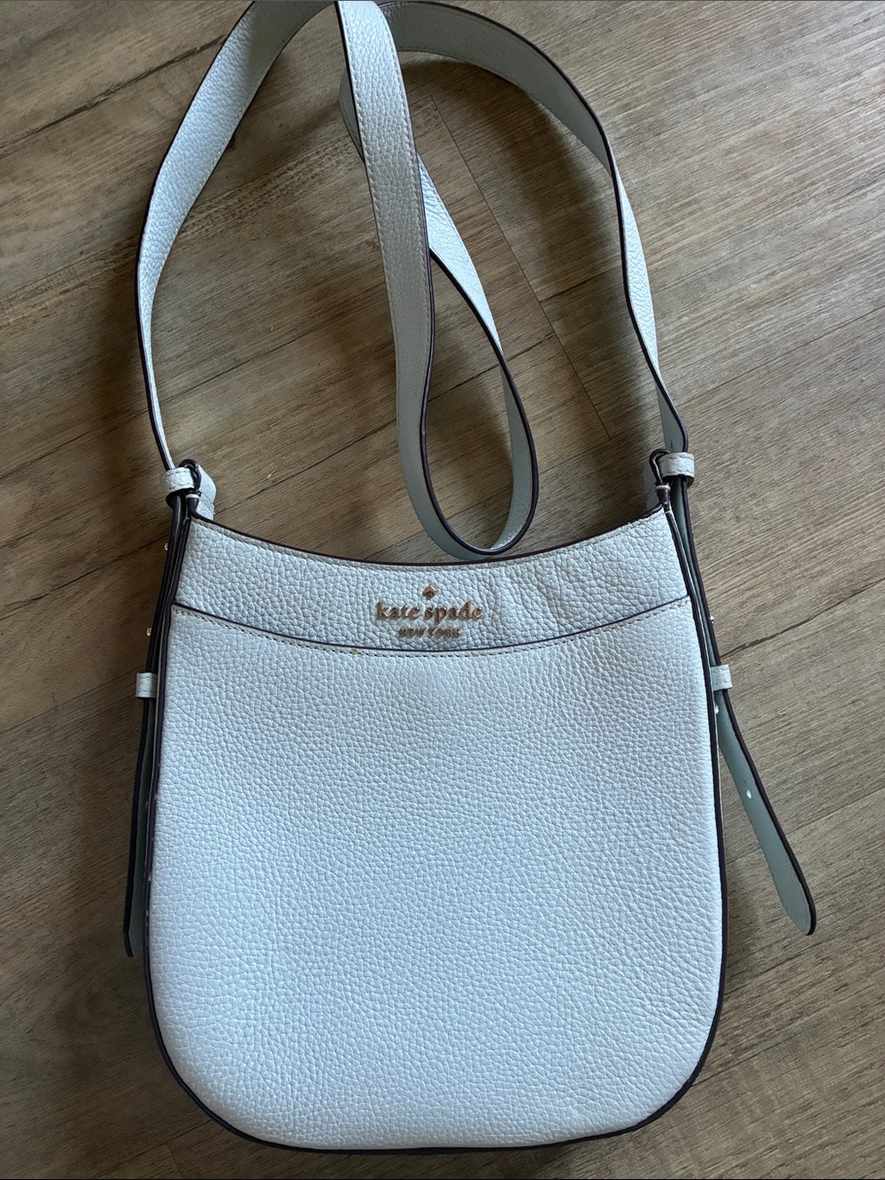 kate spade Light Blue Pebbled Leather Crossbody with Gold Logo